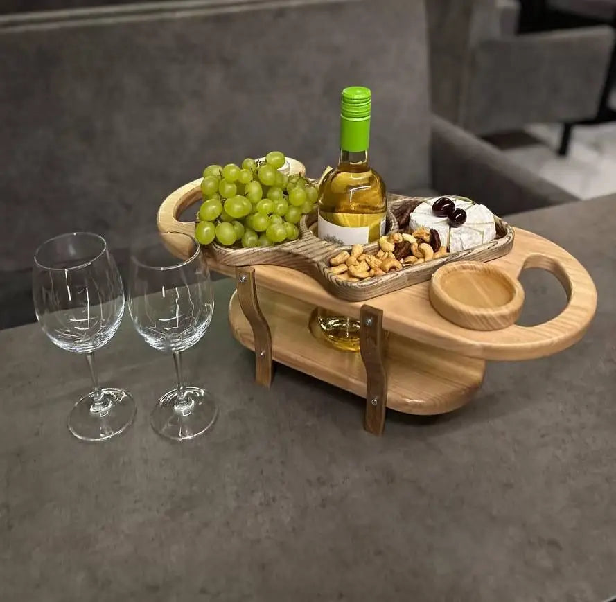 Rustic handmade wood tray for entertaining