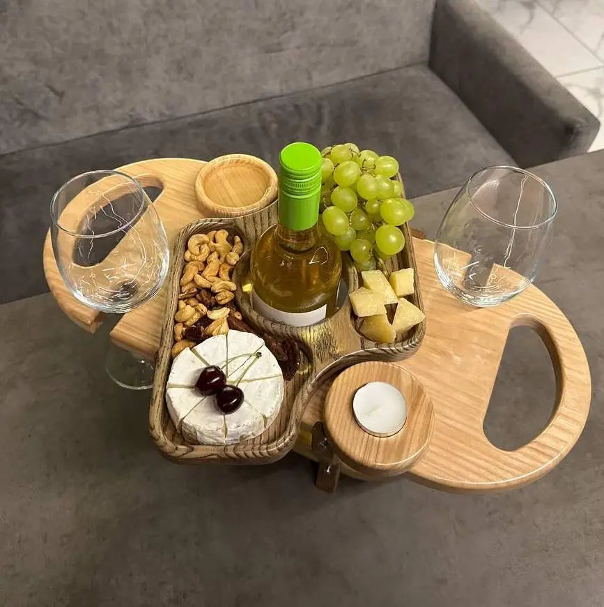 Premium ash wood tray for serving wine