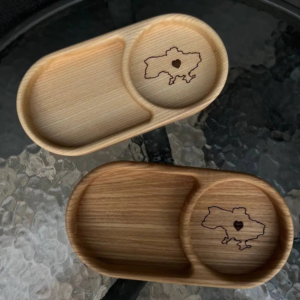 Handmade wooden tray for coffee and snacks