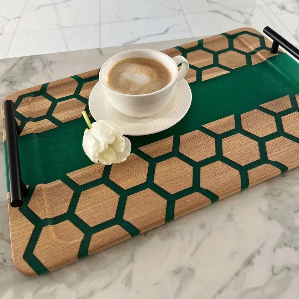 Premium epoxy resin serving tray for drinks