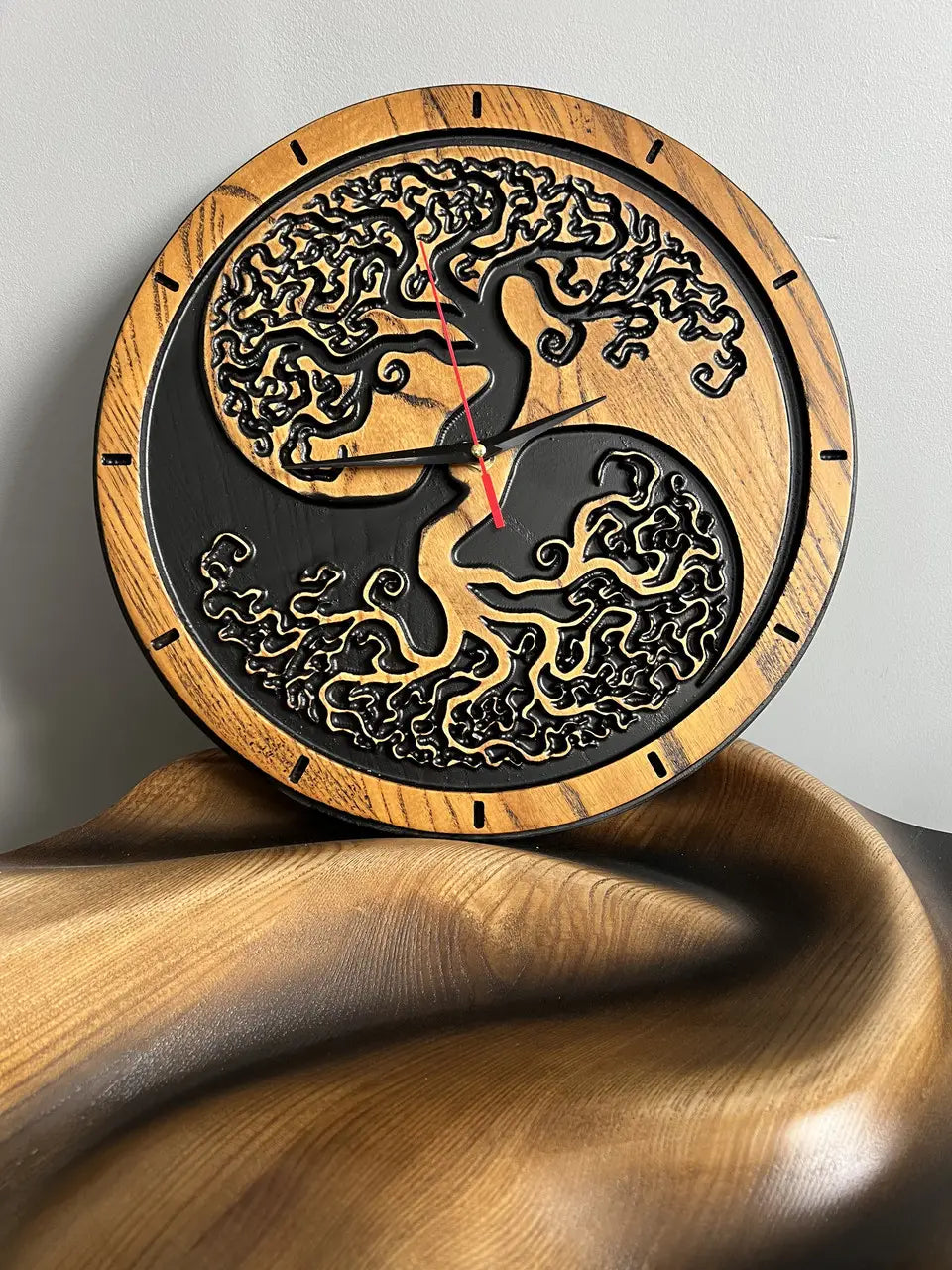 Luxury Tree of Life wall clock handcrafted from ash wood for home decor