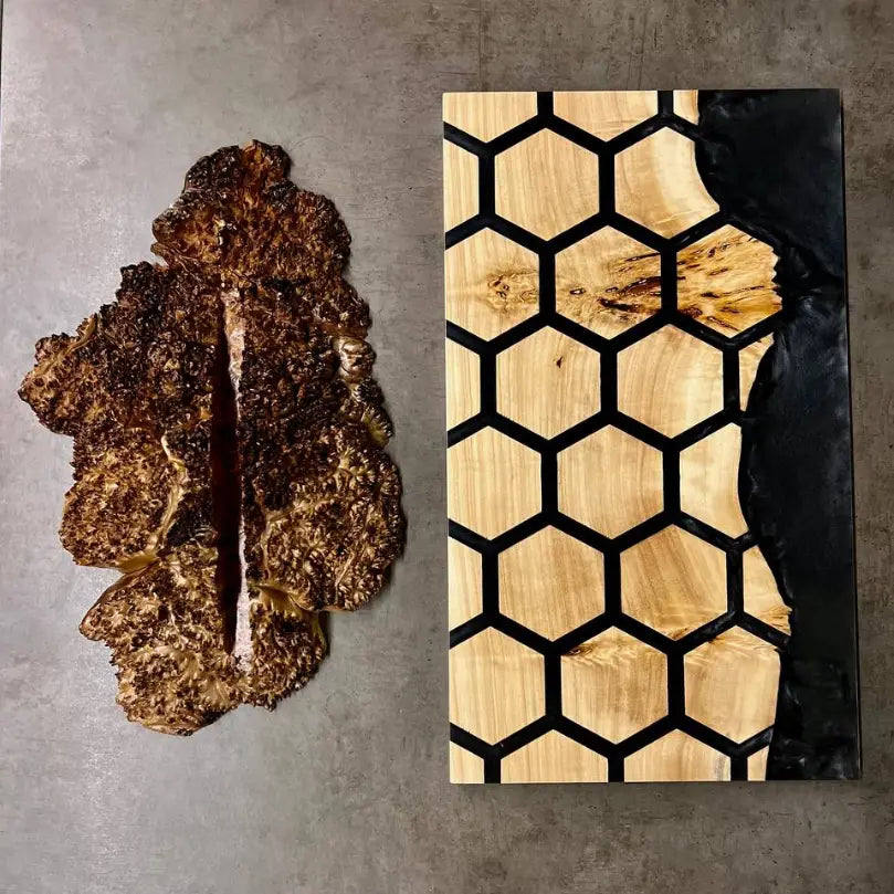 Luxury magnetic knife holder with black epoxy resin