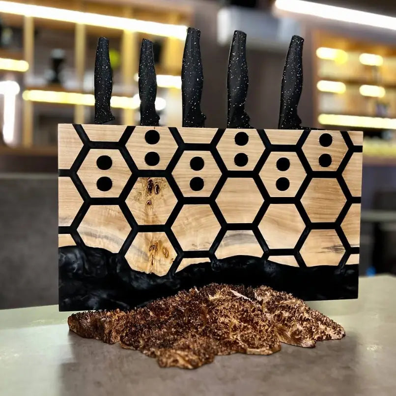 Wooden magnetic knife holder for modern kitchen storage