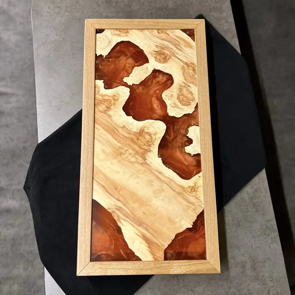 Amber luxury backgammon board with natural marble elm wood