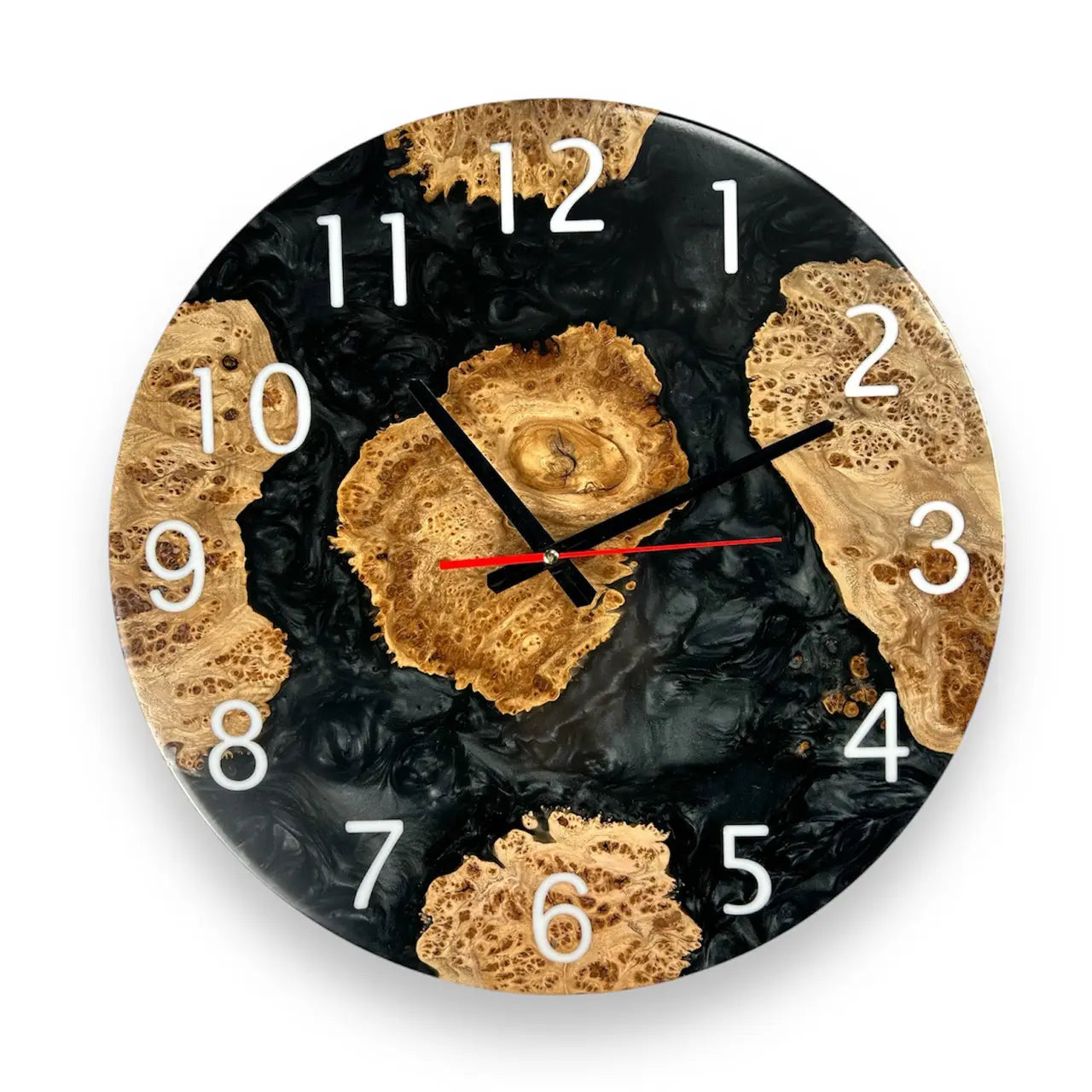 Modern large wall clock handcrafted from natural wood