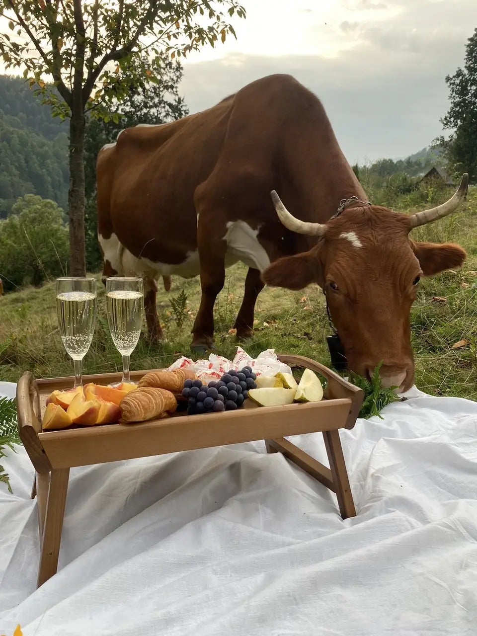 Handmade wooden breakfast tray with smooth finish