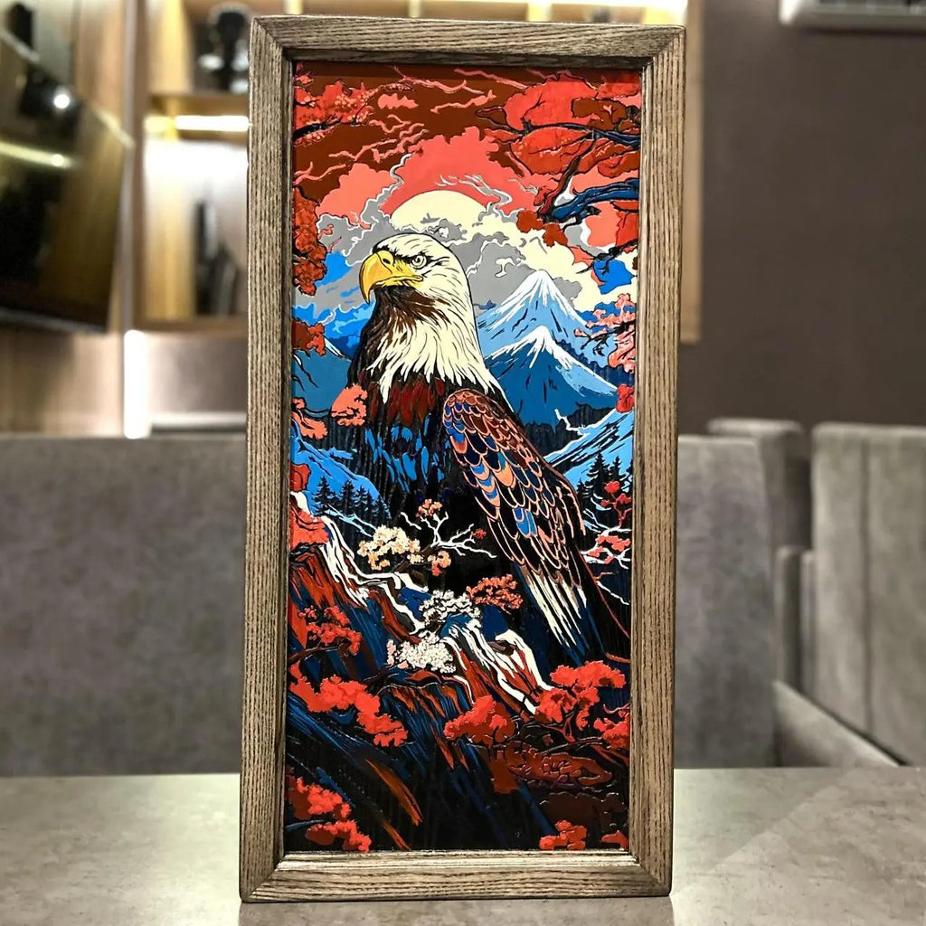 Eagle hand-painted wooden backgammon set with acrylic artwork