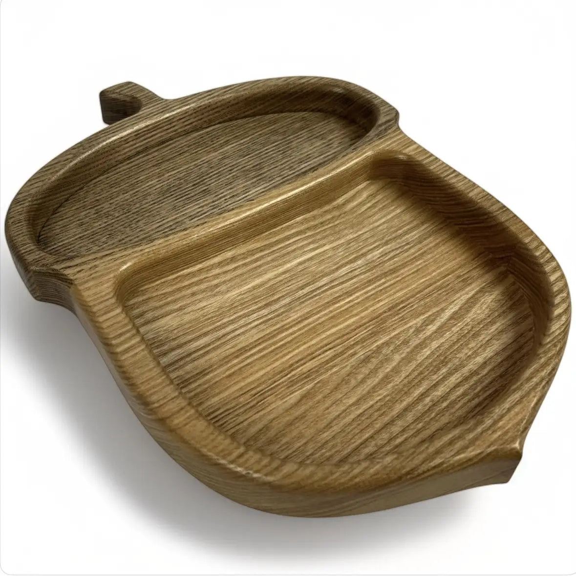 Wooden acorn serving tray made from natural hardwood