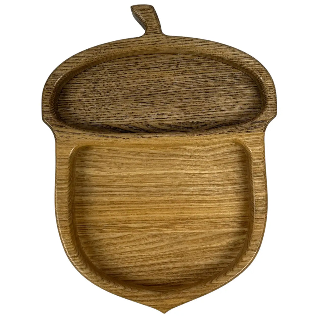 Handmade wooden snack tray with two compartments