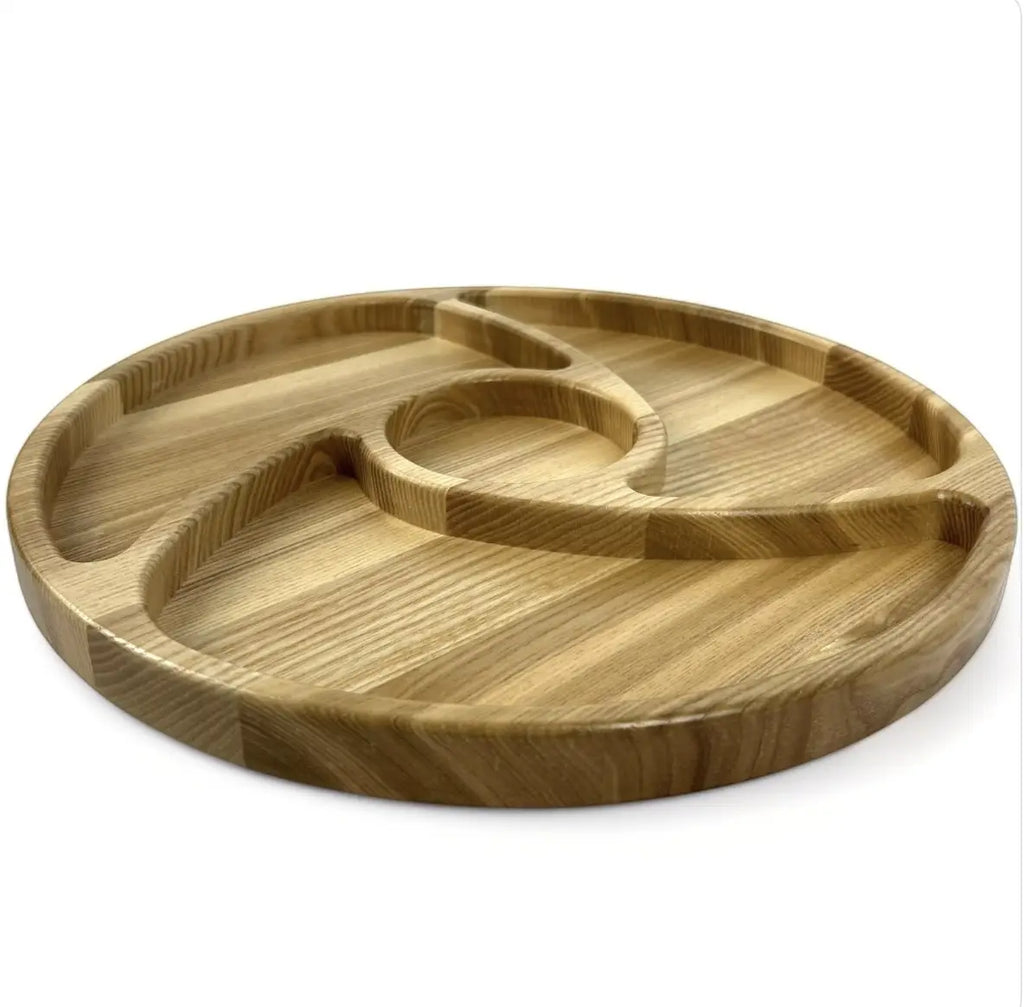 Natural hardwood divided serving platter
