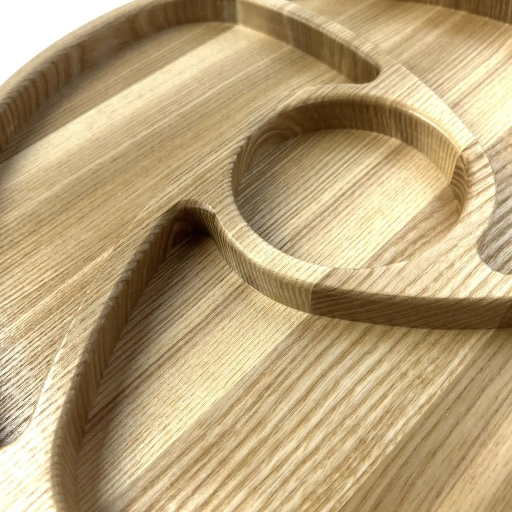Handmade wooden snack platter with center bowl