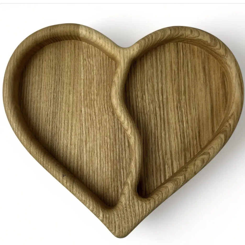Natural hardwood heart serving tray