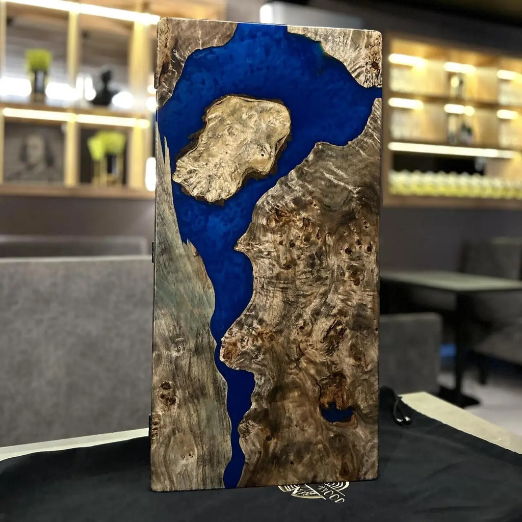 Luxury cobalt backgammon board standing upright