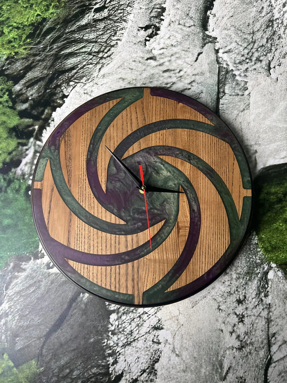 Wood Clocks handcrafted from natural ash wood and dark epoxy resin