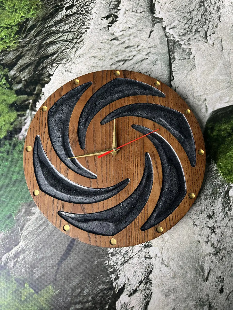 Wood Frame Wall Clocks made from ash wood and black epoxy resin