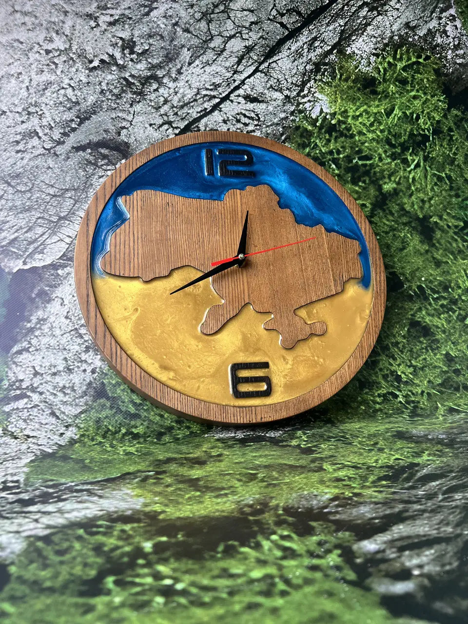 Wooden Wall Clocks featuring a handcrafted Ukraine map design
