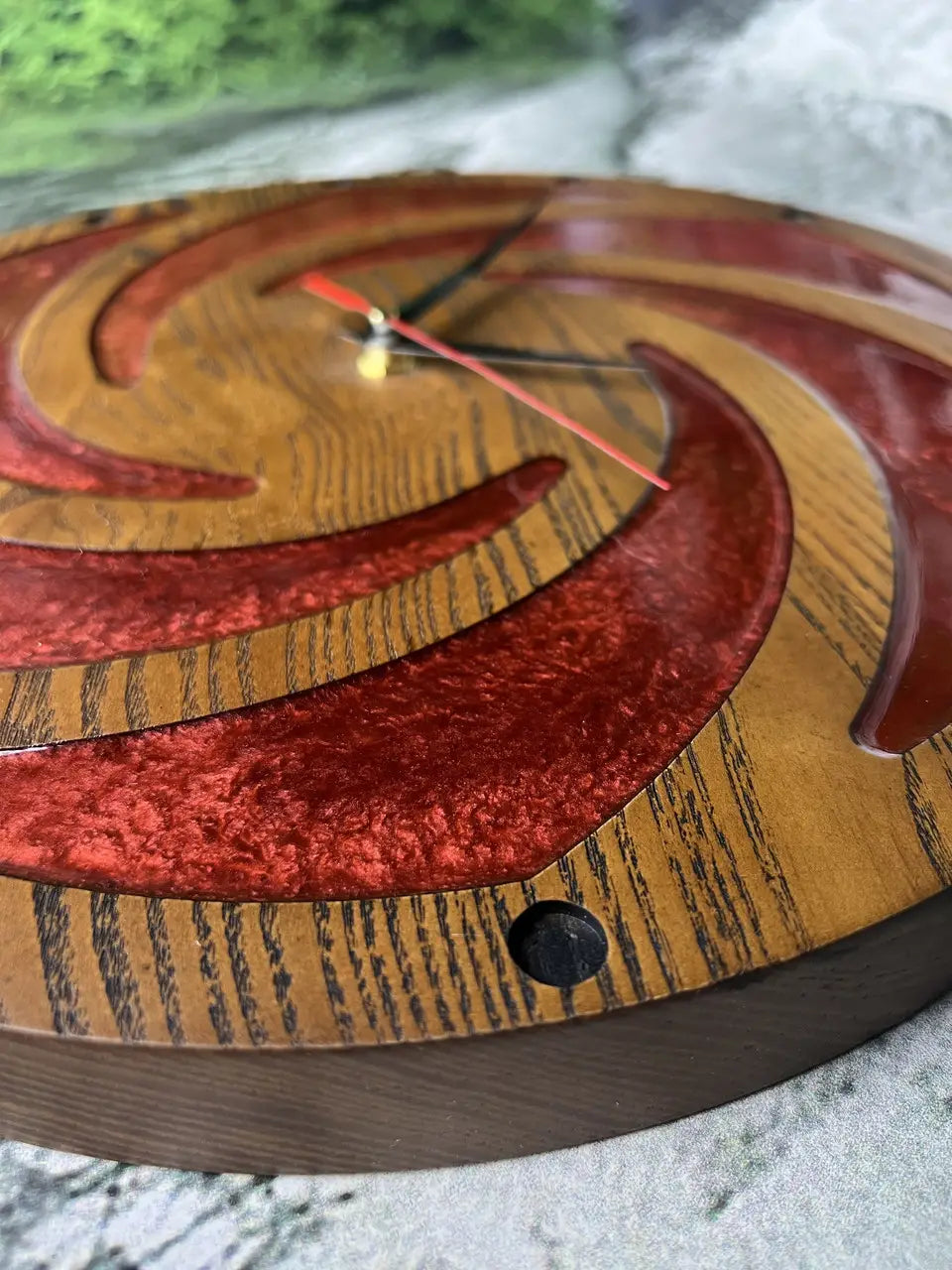 Round Clock Wall Wood crafted from ash wood and epoxy resin