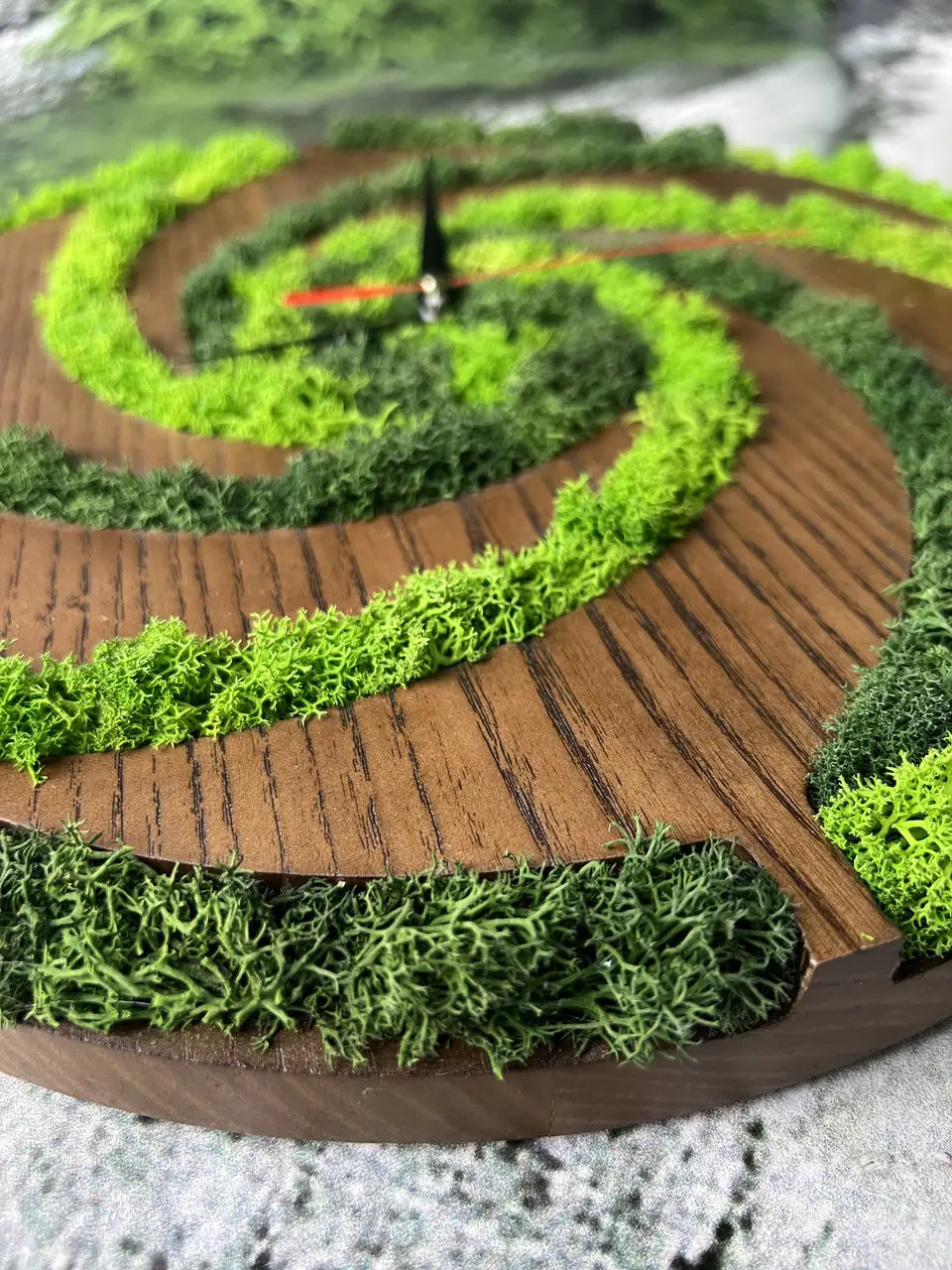 Wood wall clocks made from natural ash wood and moss