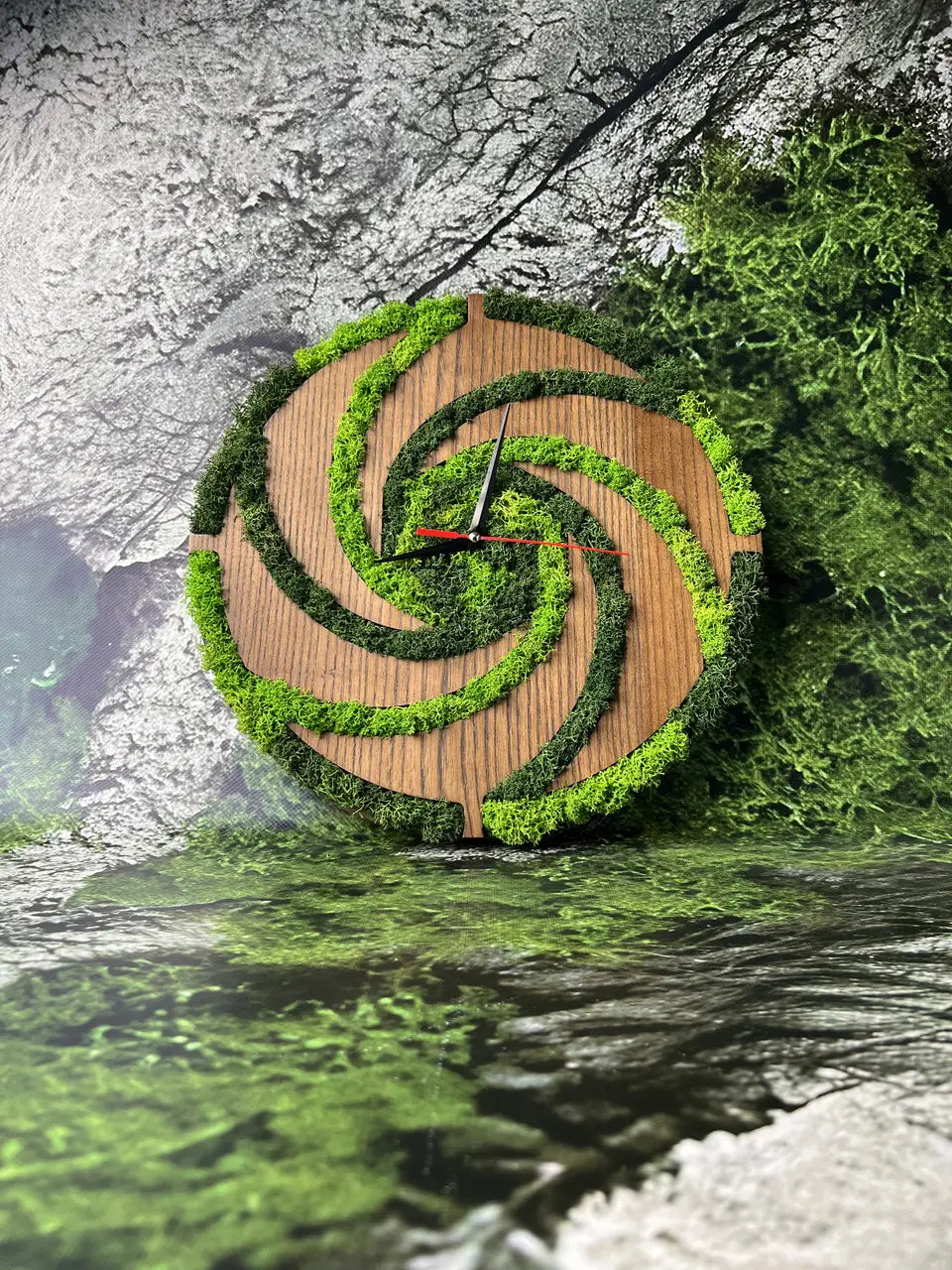 Wood wall clocks with handmade spiral ash wood design