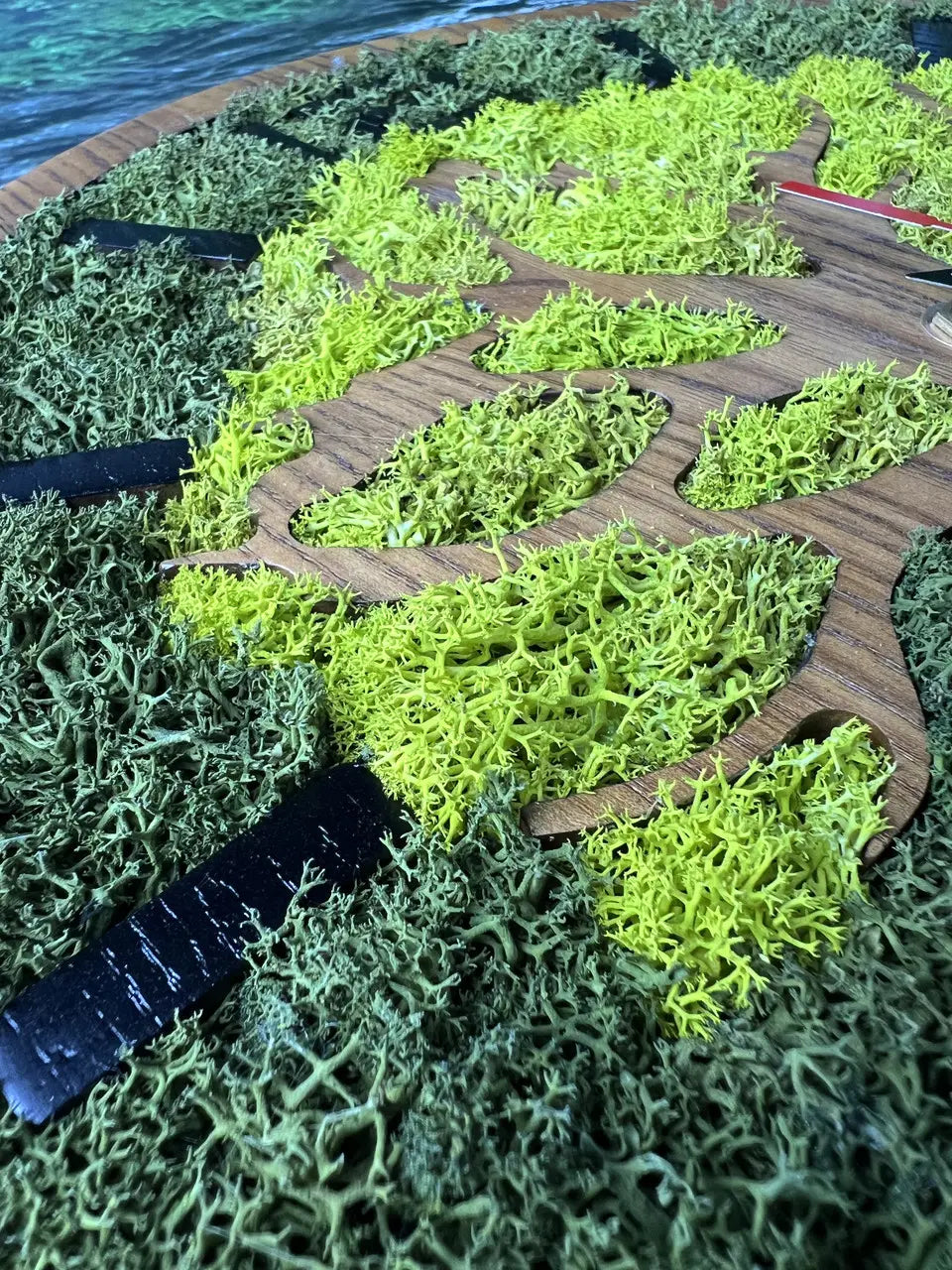 Wood wall clocks with preserved moss and ash wood