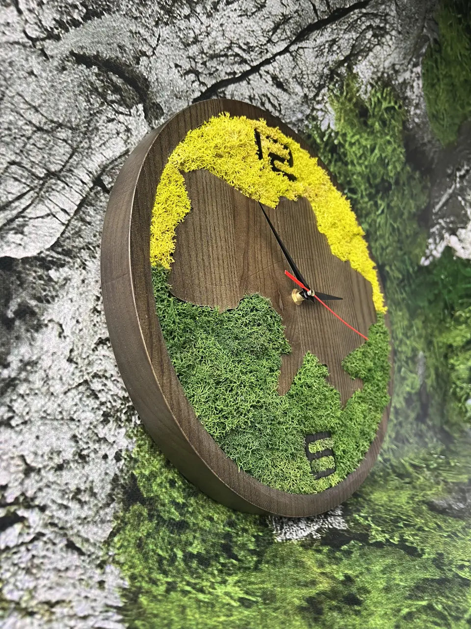 Wood frame wall clocks with large 12 and 6 hour markers