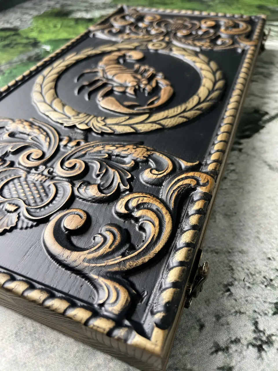 Scorpio wooden backgammon board set handcrafted from ash wood