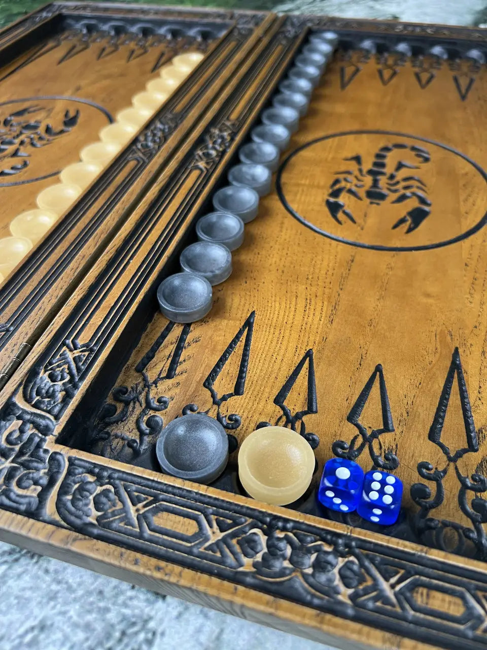 Decorative Scorpio wooden backgammon board made in Ukraine