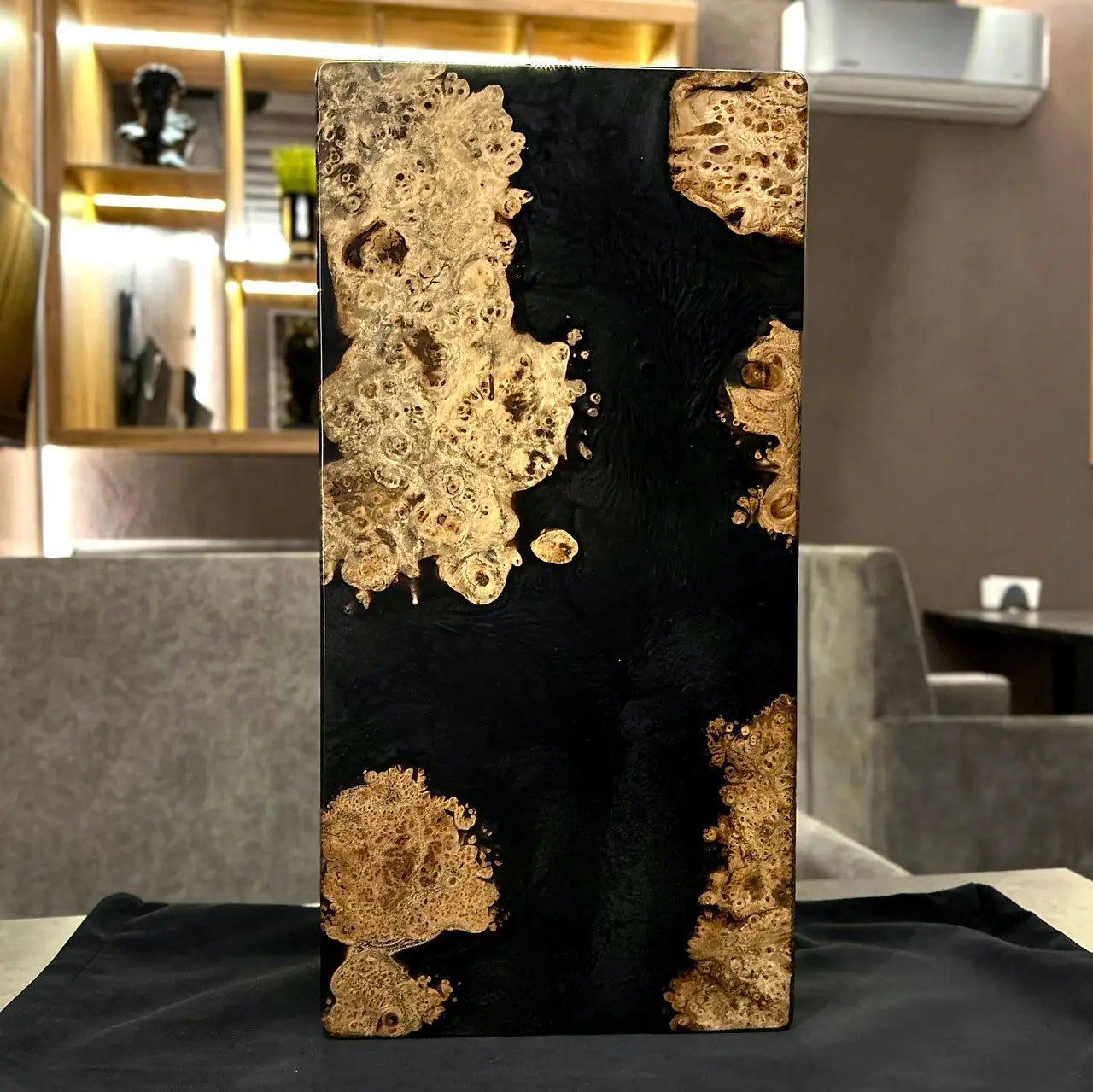 Onyx luxury wooden backgammon board set handmade with black epoxy resin