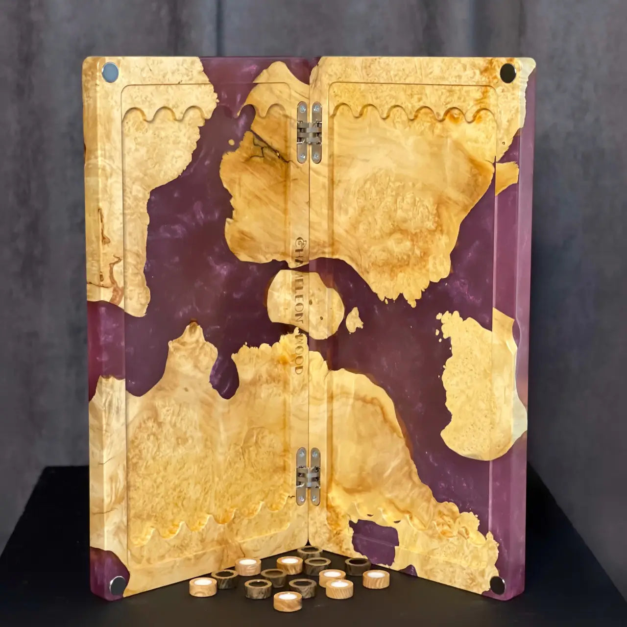 Amethyst luxury wooden backgammon board set with epoxy resin