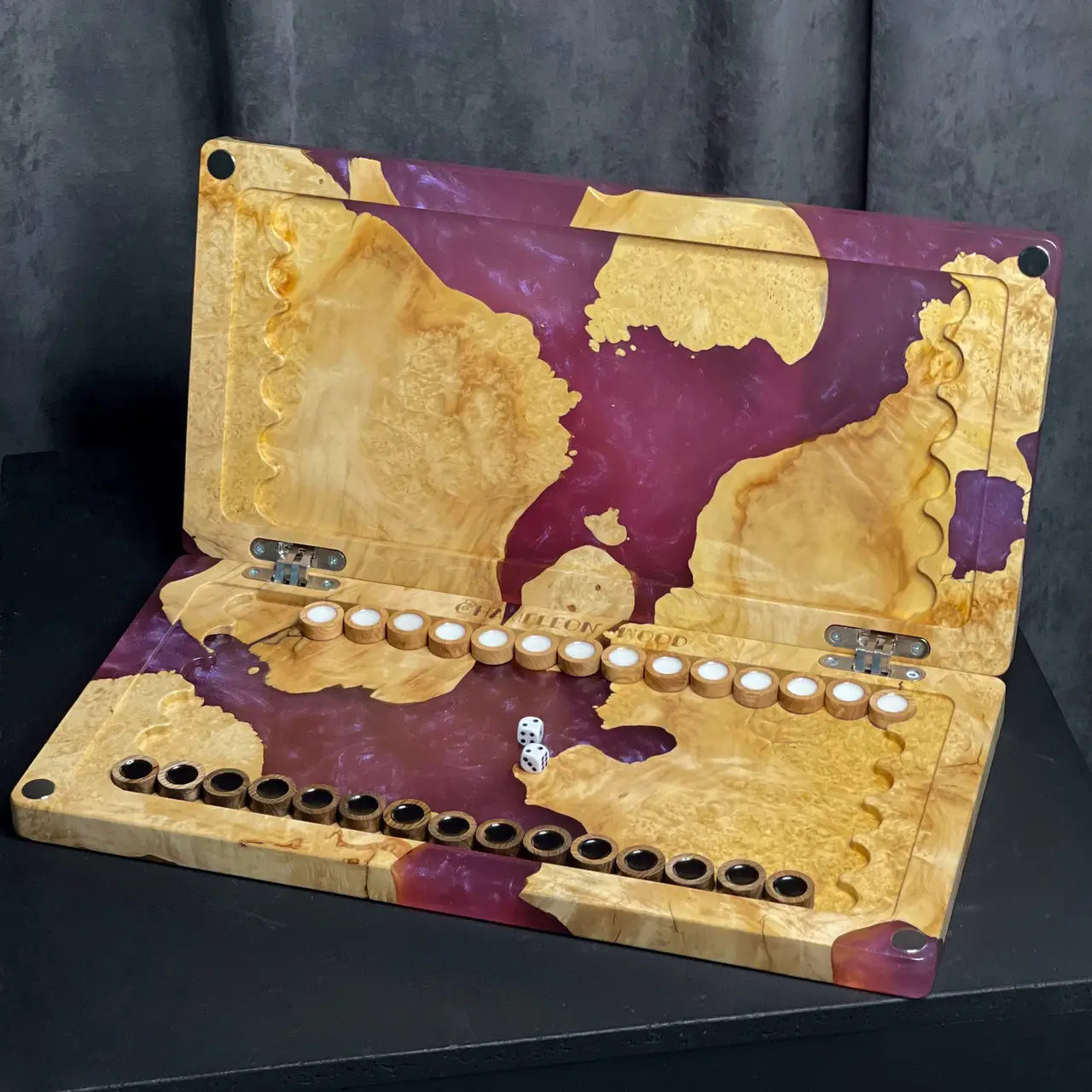 Premium wooden backgammon game with handcrafted checkers