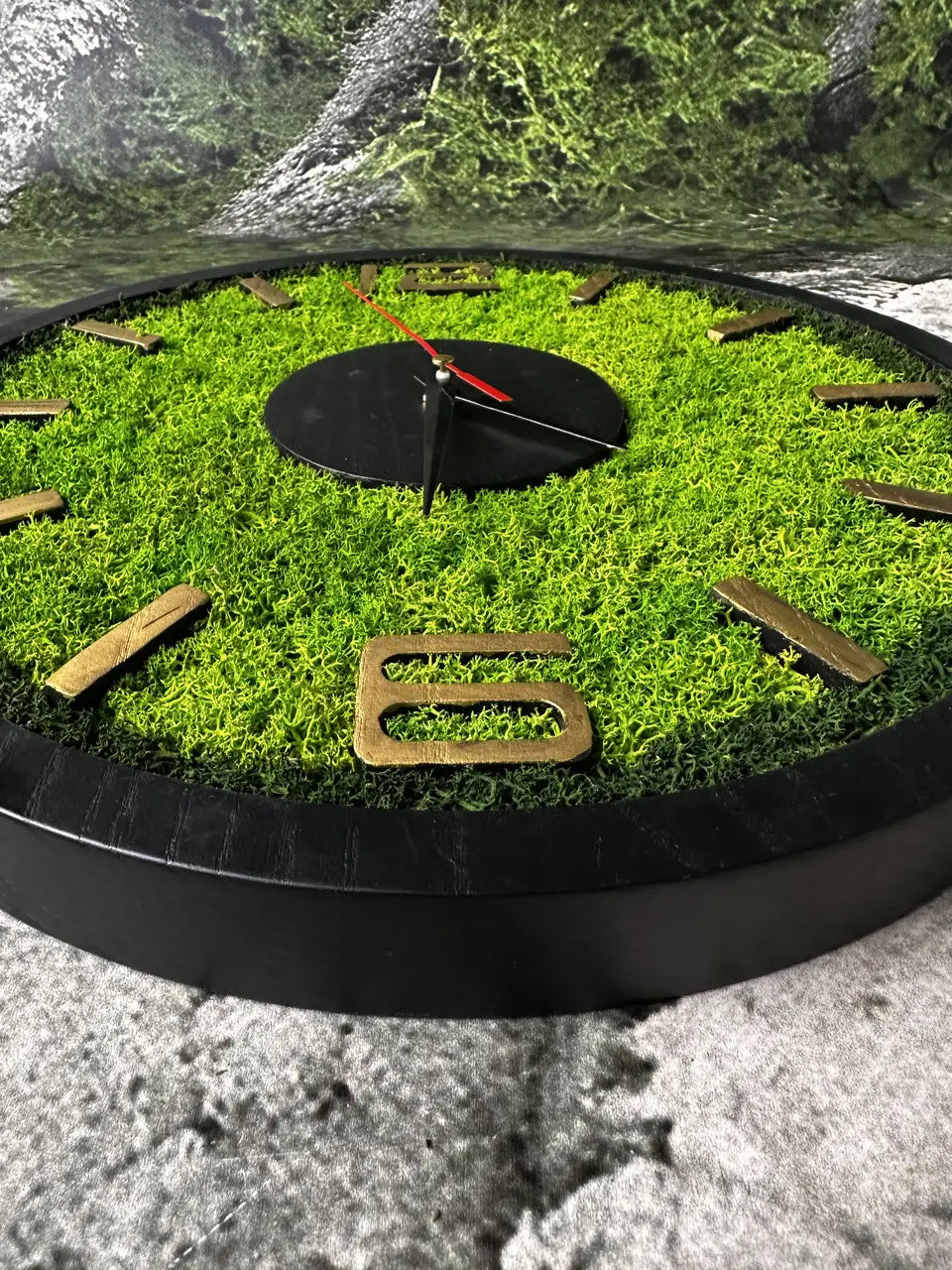 Wood Wall Clocks handcrafted from ash wood and moss