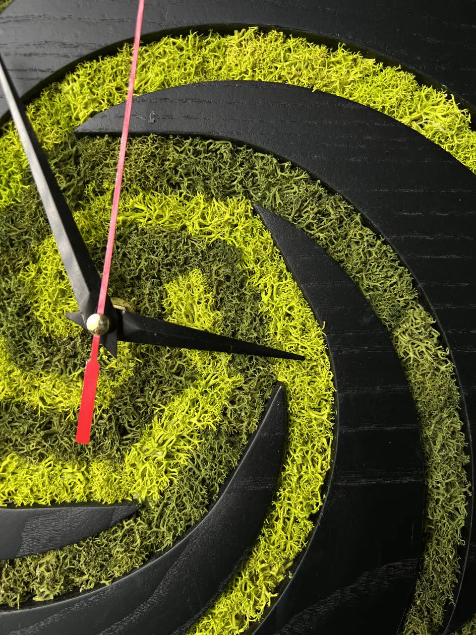 Modern wooden wall clock with spiral design