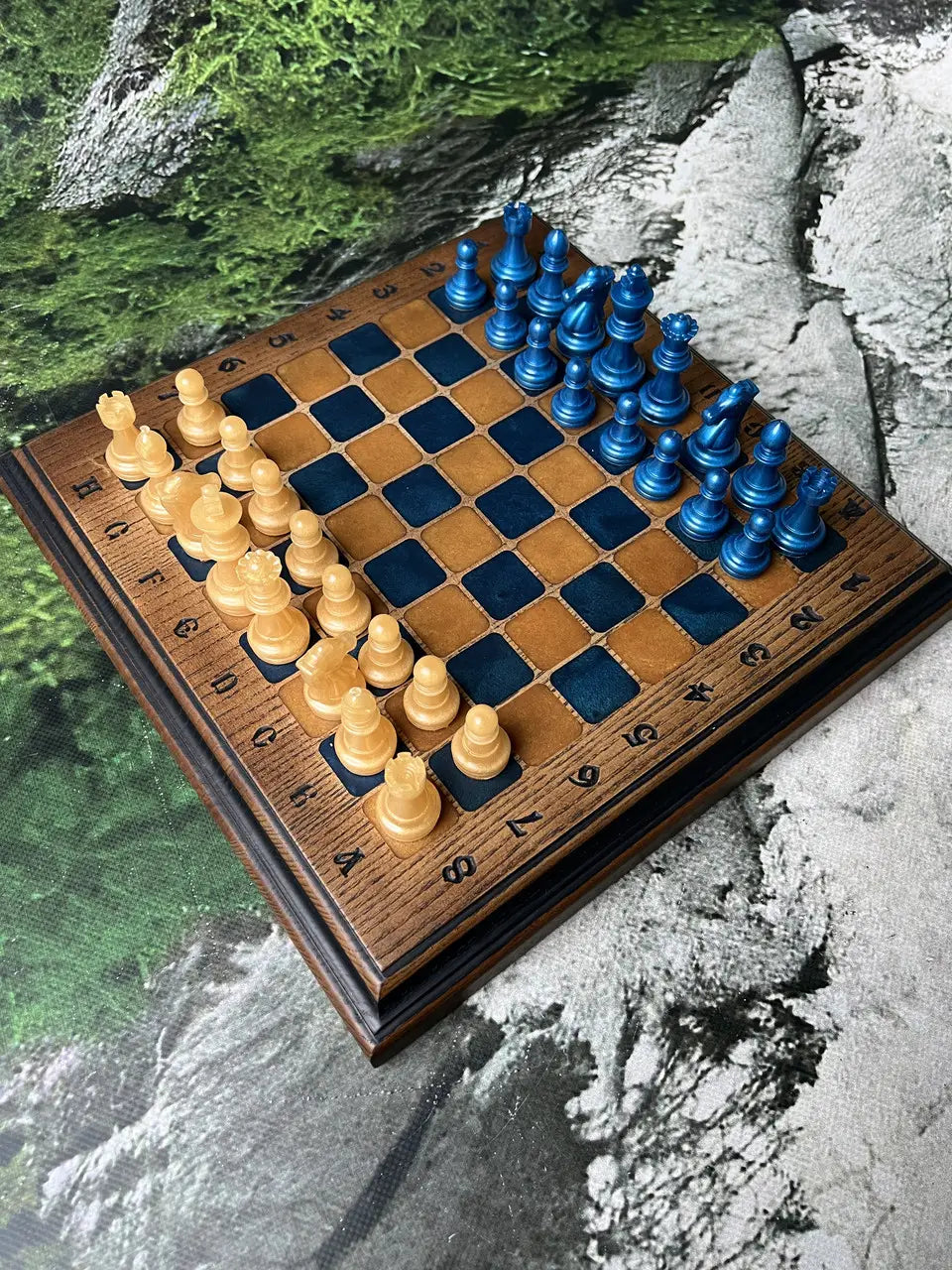 Nation's Strength handmade ash wood and epoxy resin chess set