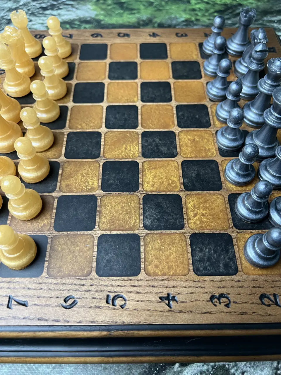 Luxury epoxy resin chess set for collectors