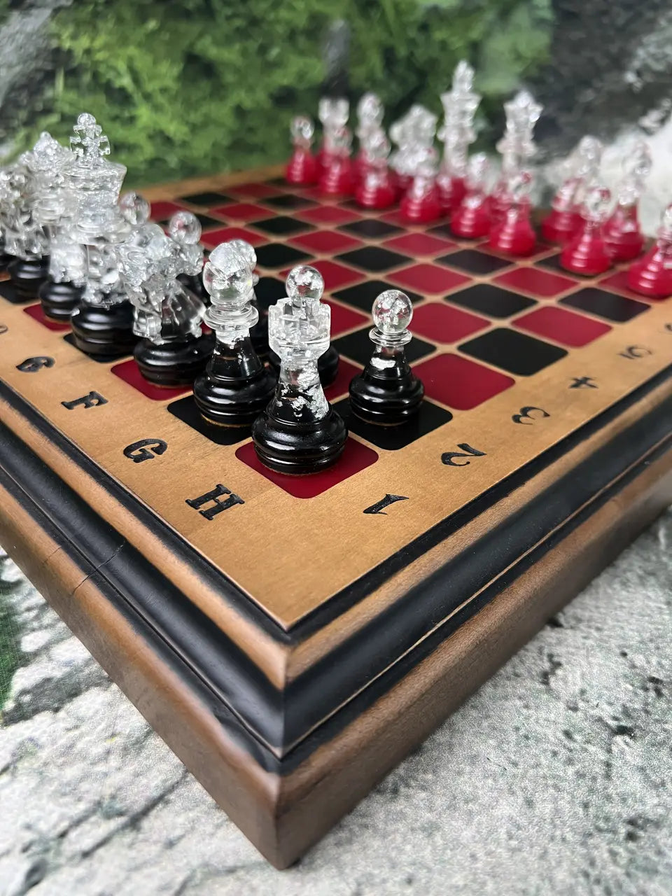 Premium wooden chess set made from ash wood