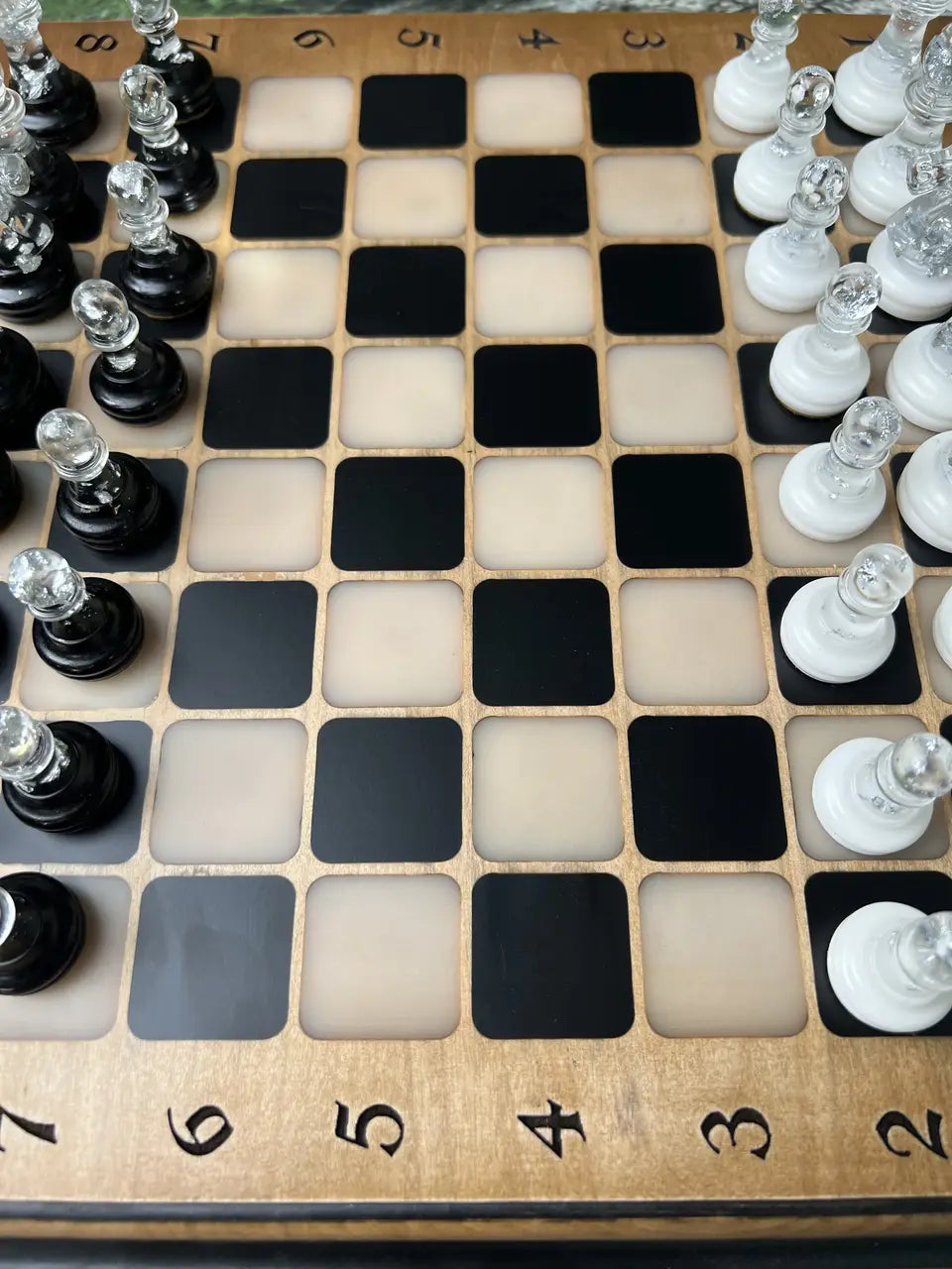 Handmade wooden artisan chess set