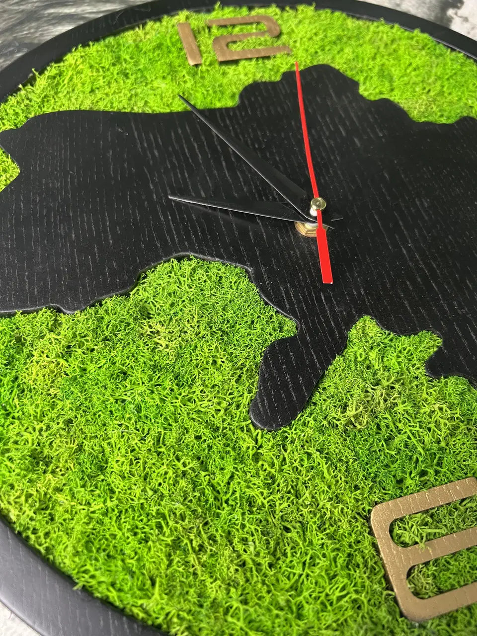 Wooden Wall Clock with black Ukraine silhouette