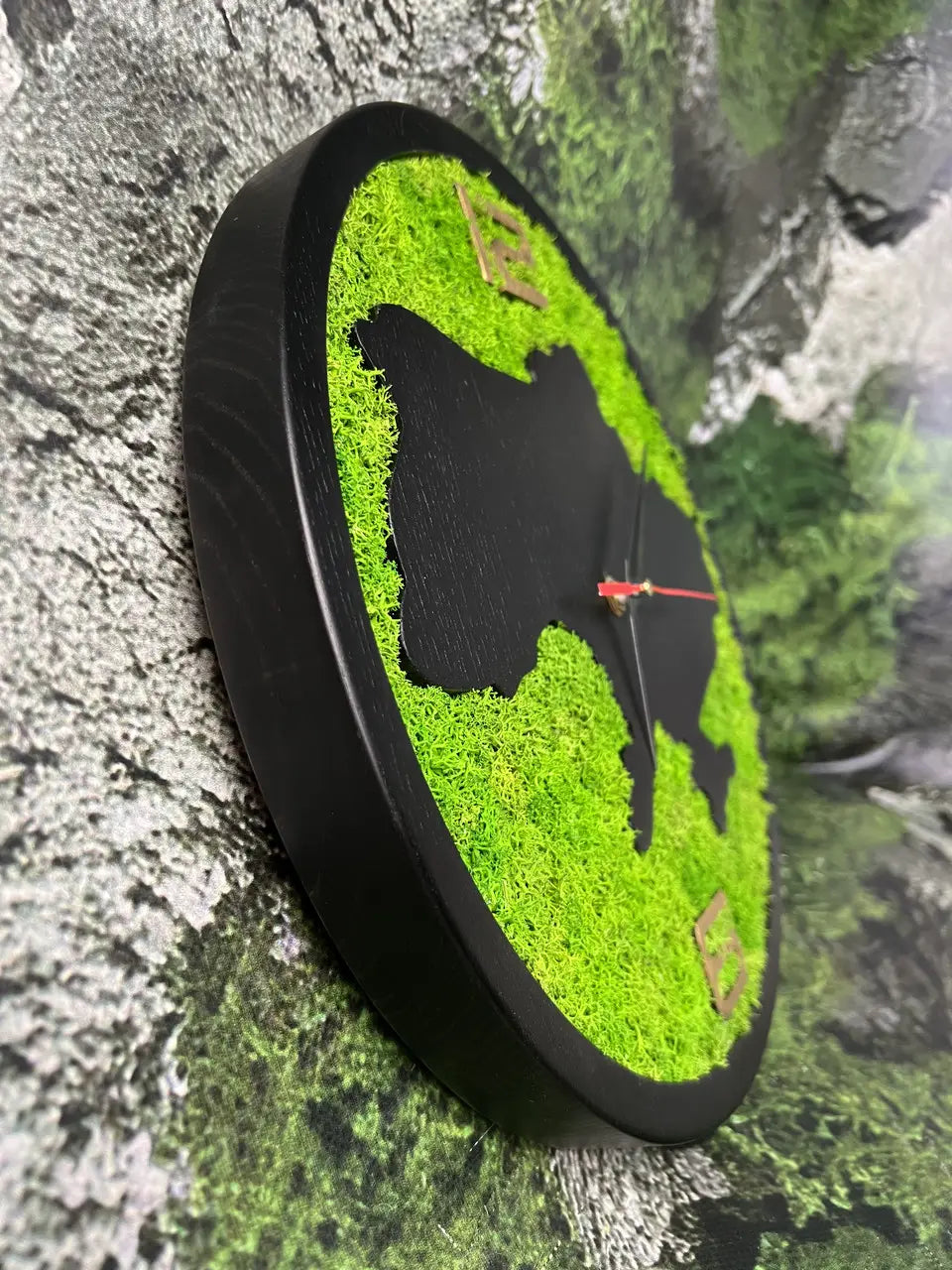 Ukrainian wall decor made from wood and green moss