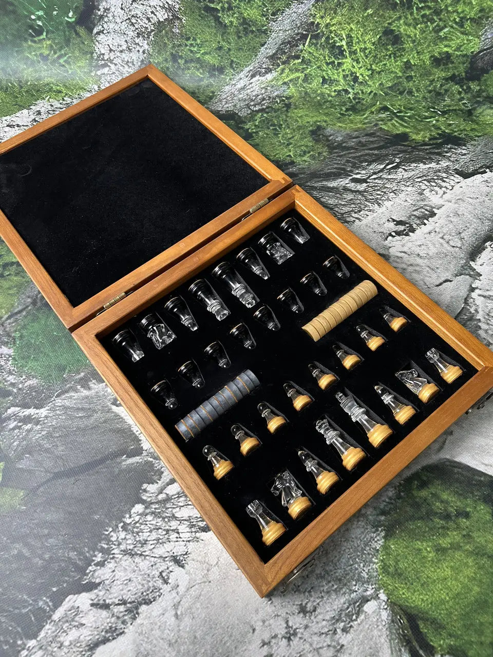 Premium Glass Chess Set with transparent pieces