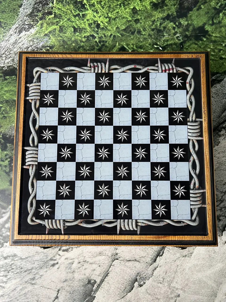 Ash wood chess board with premium glass chess pieces