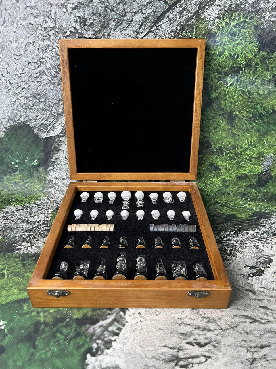 Premium handcrafted chess set with glass pieces