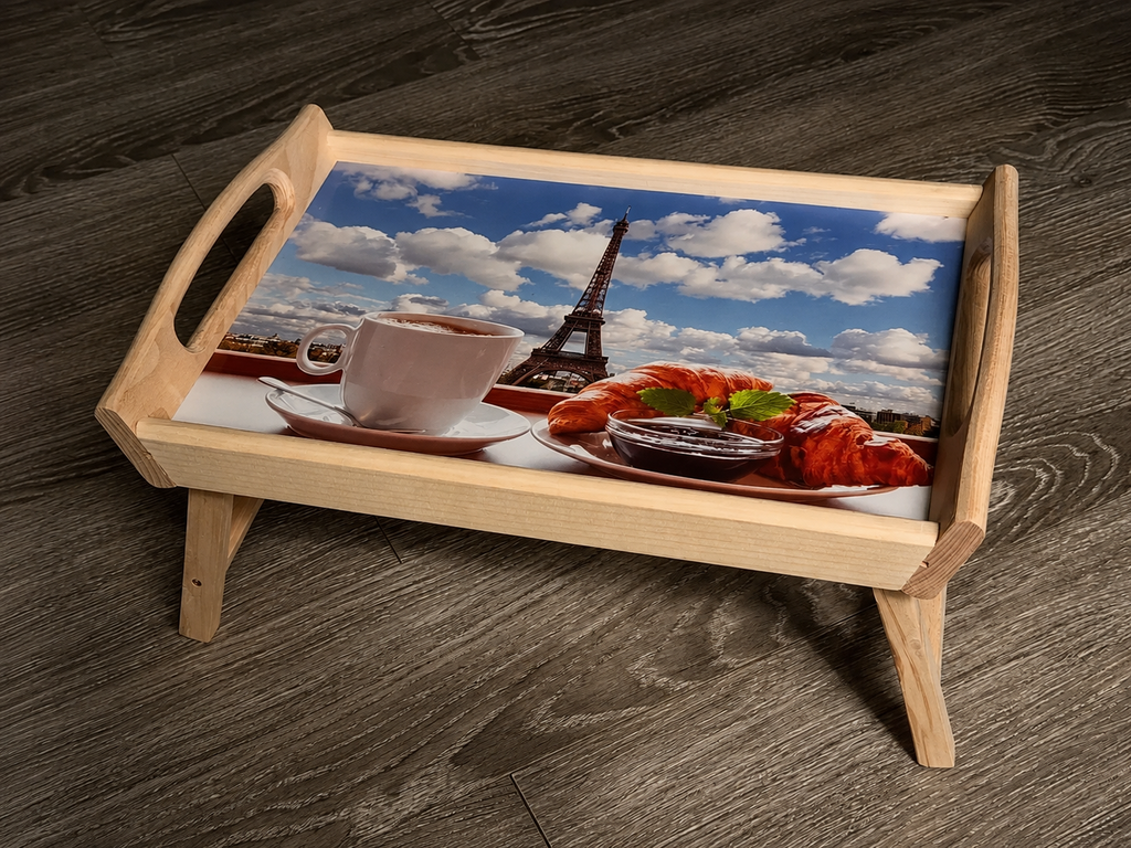 Bed tray table with Paris Eiffel Tower print