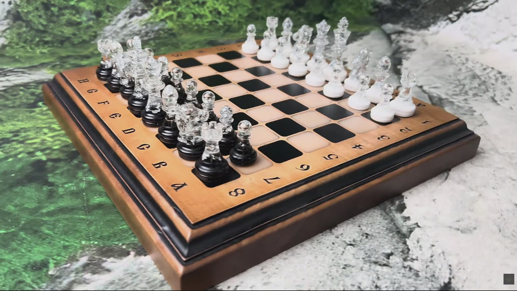 Premium handmade chess set crafted from ash wood